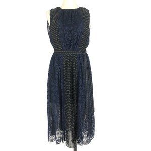 Foxiedox Midnight Blue and Gold Lace Midi Dress